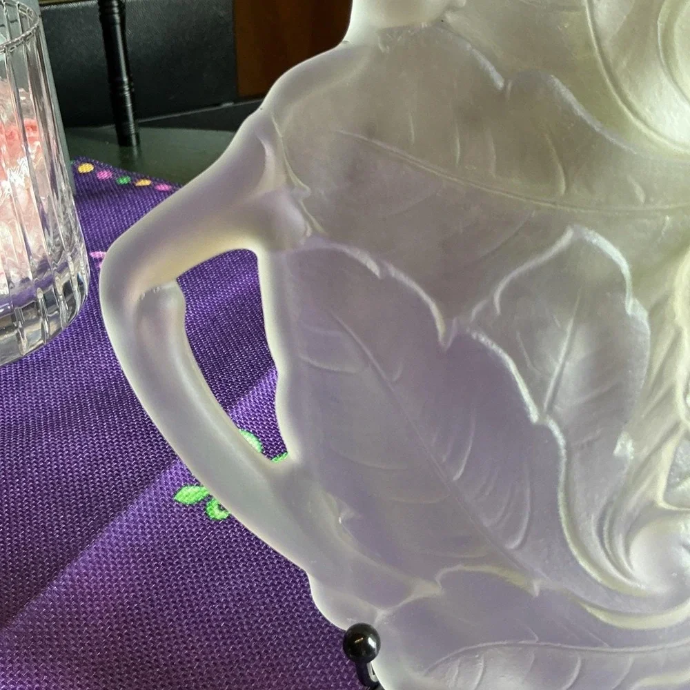 VTG Indiana Glass Satin Frosted Wild Rose 12.25